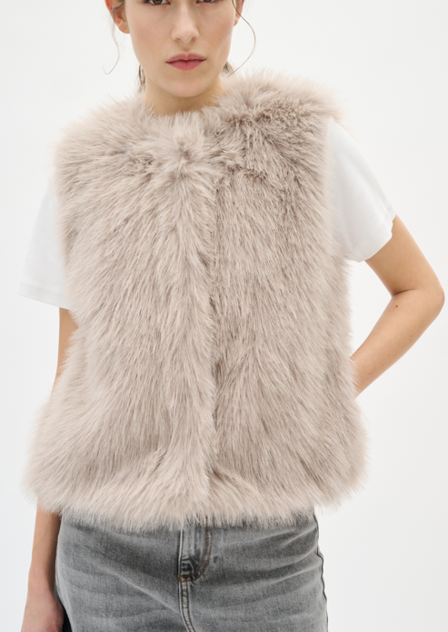 In Wear Ladies  Faux Fur Waistcoat ZaziaIW in Clay, Zazia Gilet