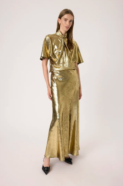 Soaked In Luxury Ladies SLMIRMIR Anna Skirt Golden Surface - Mirmir Anna Skirt