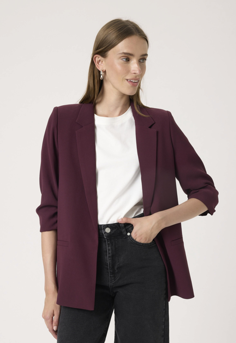 Soaked in Luxury Ladies Blazer SLShirley in Winetasting, Shirley Ruched Sleeves