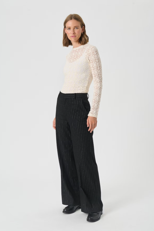 Part Two Ladies Vanillapw Pants In Black Metallic Stripe - Vanilla Trousers