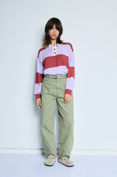 Ichi Ladies IHBOSTON LS Pullover In Purple Rose Comb Polo