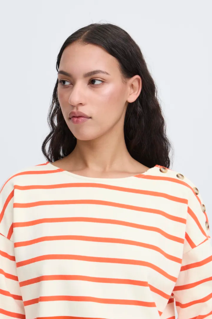 Ichi Ladies IhMagga Sweat Shirt In Magga Stripe, Magga