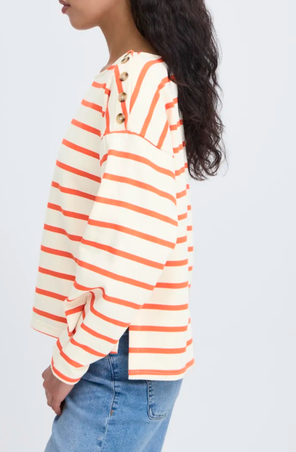 Ichi Ladies IhMagga Sweat Shirt In Magga Stripe, Magga