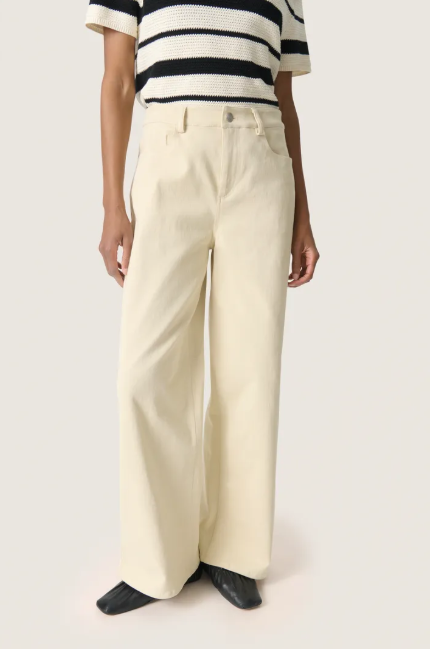 Soaked In Luxury Ladies SlSandja Plain Vanesa Trousers In Sandshell