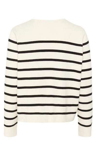 Soaked In Luxury Ladies SlHaven Cardigan In White With Black Stripe
