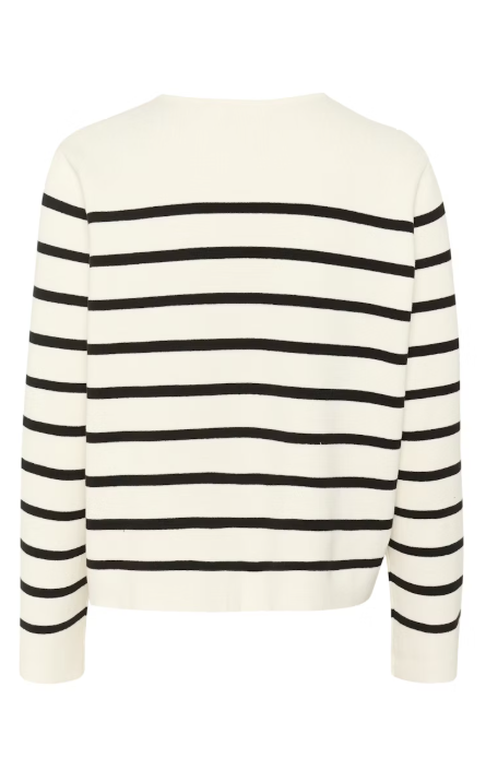 Soaked In Luxury Ladies SlHaven Cardigan In White With Black Stripe