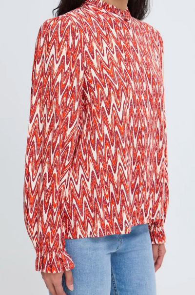 Ichi Ladies IHLUECa Shirt/Blouse  In Ikat Waves