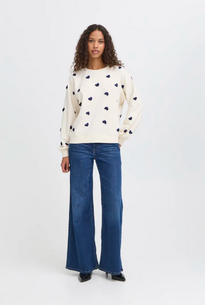 Ichi Ladies IHKASURA Sweatshirt In Patriot Blue Heart