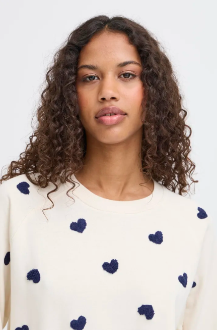 Ichi Ladies IHKASURA Sweatshirt In Patriot Blue Heart