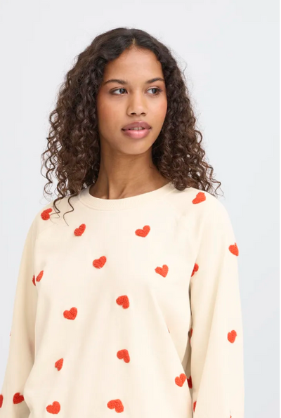 Ichi Ladies IHKASURA Sweat Shirt In Tangerine Heart