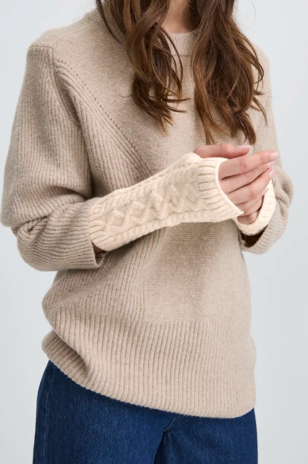 Ichi Ladies IALUCY Gloves In Oatmeal Melange