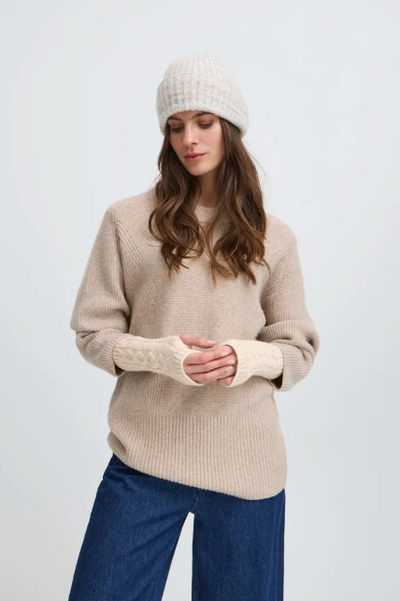 Ichi Ladies IALUCY Gloves In Oatmeal Melange