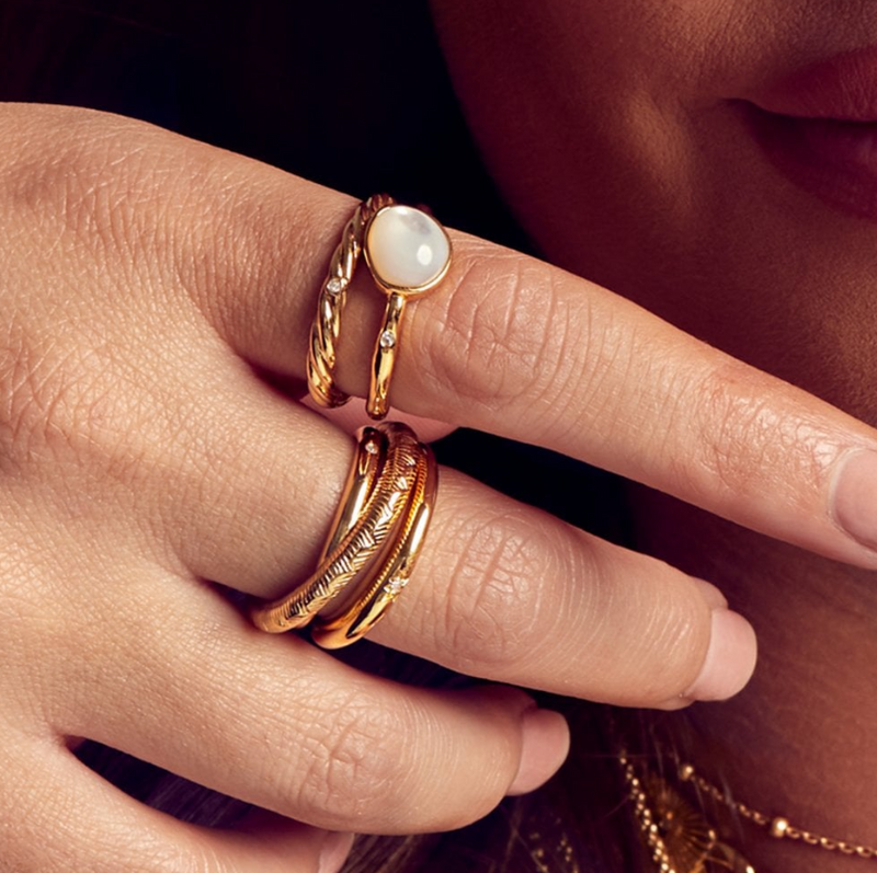 Hot Diamonds Calm Mother Of Pearl Ring -18ct gold plate