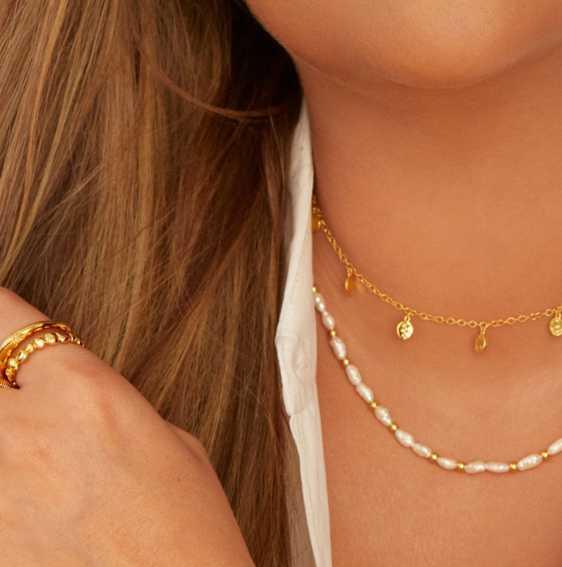Hot Diamonds Calm Pearl Necklace - 18ct gold plate