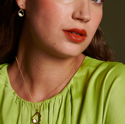 Hot Diamonds HDXGEM Offset Pendant - Mother of Pearl - 18ct Gold Plate