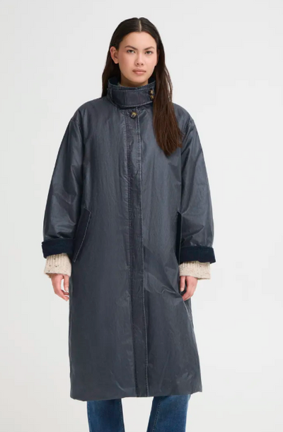 Ichi Ladies IHGANILO Long Coat In Dark Navy