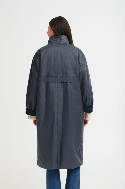 Ichi Ladies IHGANILO Long Coat In Dark Navy