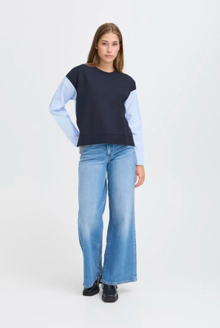 ICHI Ladies Ihpalona Sweatshirt In Total Eclipse