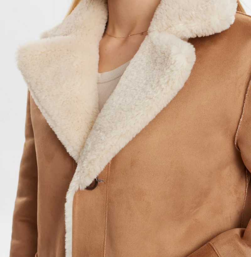 Numph Ladies NuElliot Reversible Coat In Cognac
