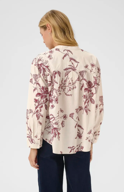 Part Two Ladies NatalePW Blouse Tawny Port Botanical Print
