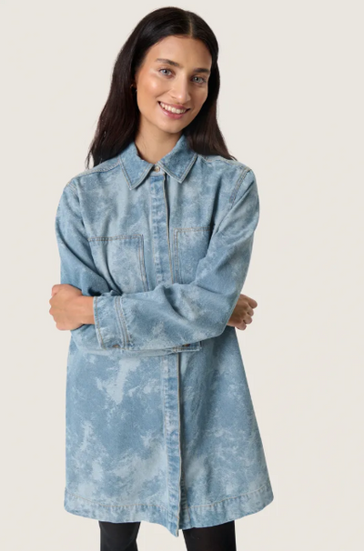 Soaked In Luxury SlAltea Denim Dress In Fuzzy Blue Denim