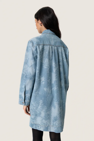 Soaked In Luxury SlAltea Denim Dress In Fuzzy Blue Denim