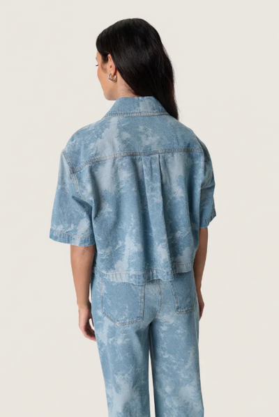 Soaked In Luxury SLAltea Shirt In Fuzzy Blue Denim