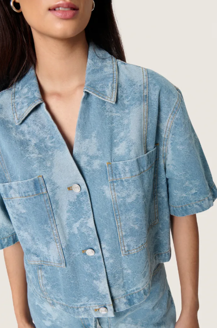 Soaked In Luxury SLAltea Shirt In Fuzzy Blue Denim