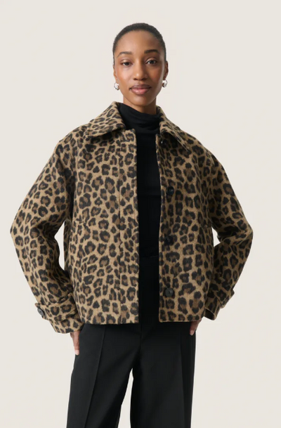 Soaked In Luxury SLleony Akeleje Jacket  In Leopard Jacquard