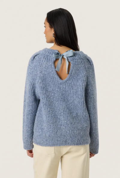 Soaked In Luxury Slpleoni Pullover In Bijou Blue Melange
