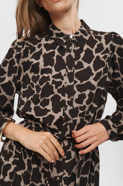 Numph Ladies NuHana Shirt Dress In Black Coffee, Hana Shirt Dress