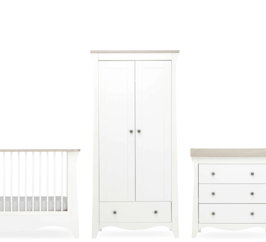 Cuddle Co Clara 3 Piece Nursery Furniture Set - White & Ash