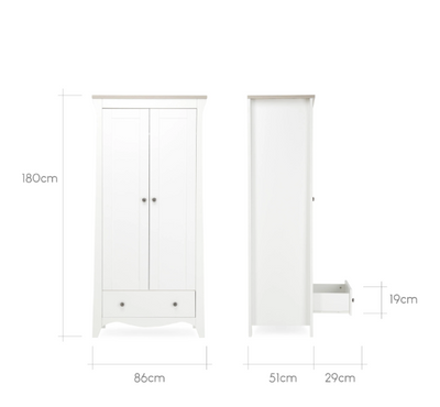 Cuddle Co Clara 3 Piece Nursery Furniture Set - White & Ash