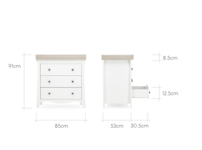 Cuddle Co Clara 3 Piece Nursery Furniture Set - White & Ash