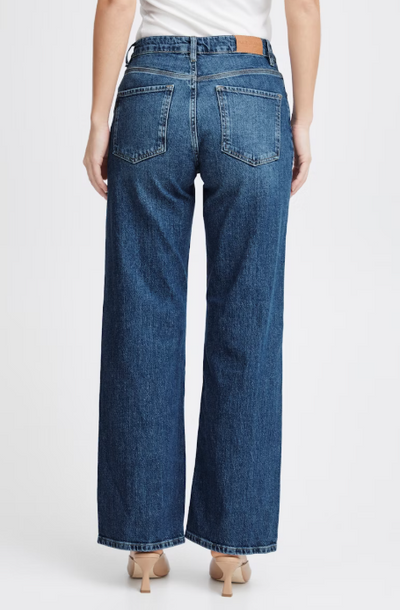 Pulz Jeans Ladies  PZVEGA HW Jeans Wide Leg In Medium Blue