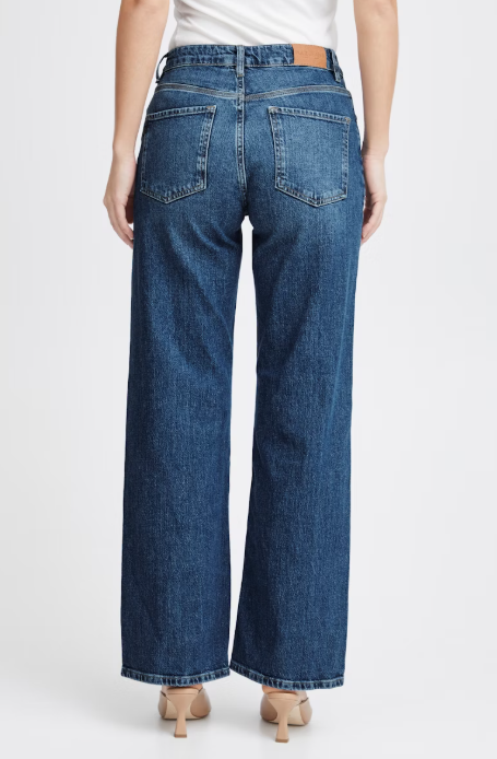 Pulz Jeans Ladies  PZVEGA HW Jeans Wide Leg In Medium Blue