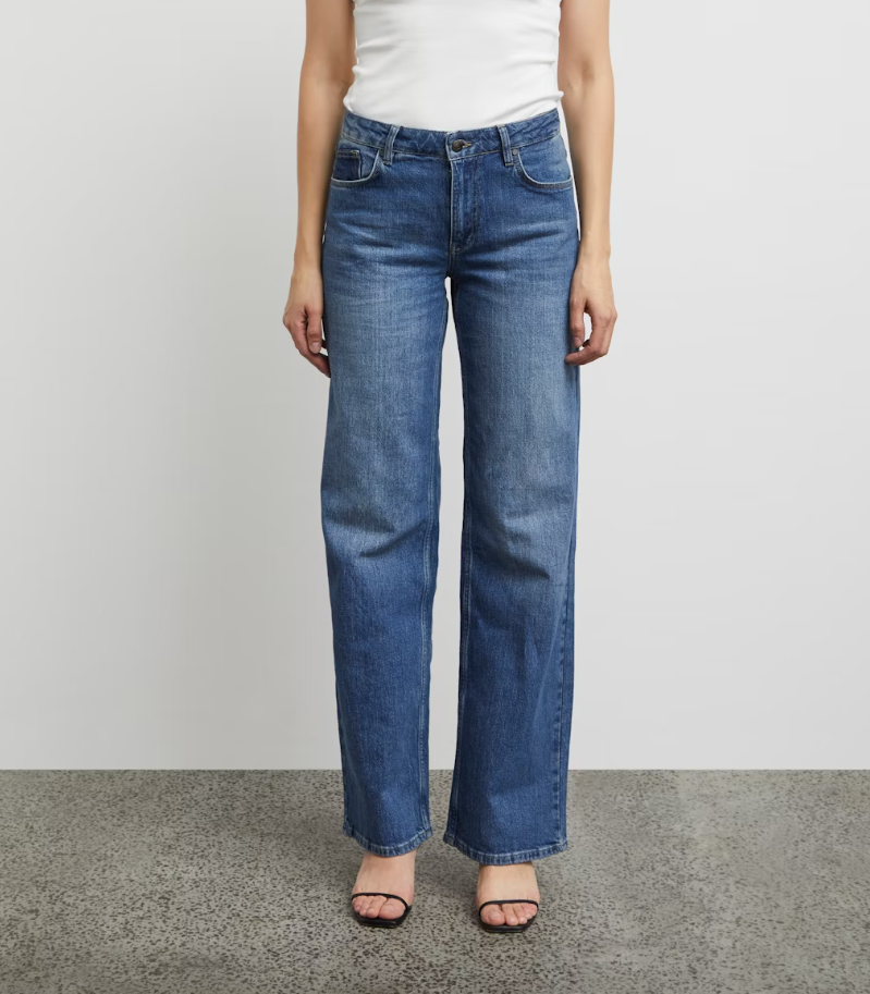 Pulz Jeans Ladies  PZVEGA HW Jeans Wide Leg In Medium Blue