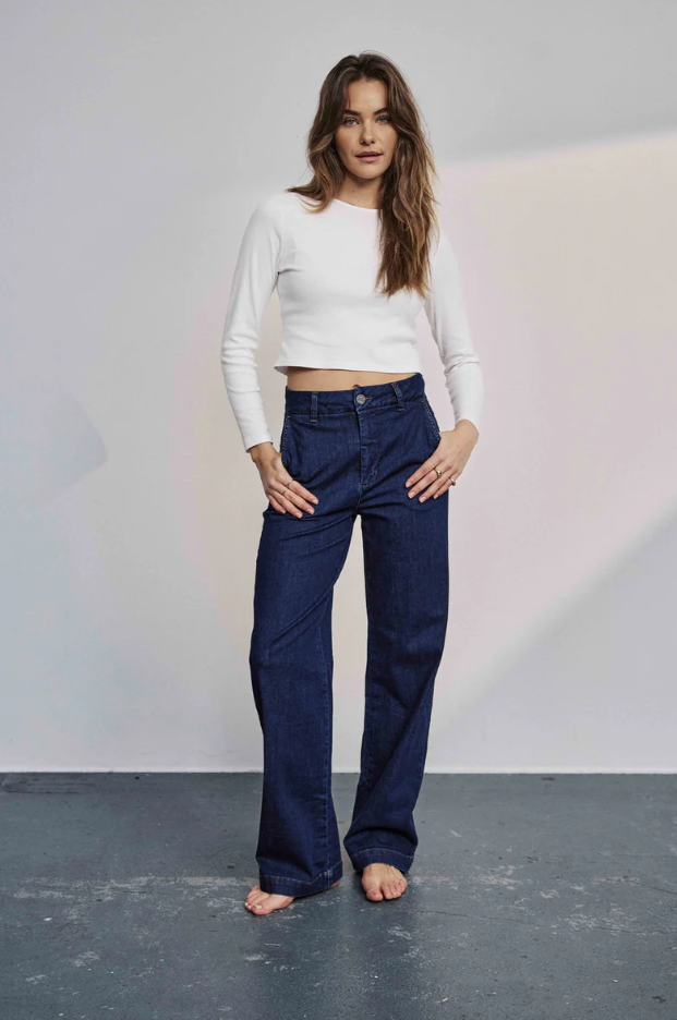 Numph Ladies NUAMBER LONG - Dark Blue Denim