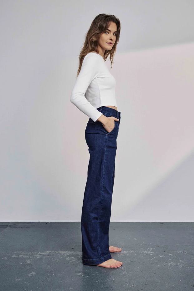 Numph Ladies NUAMBER LONG - Dark Blue Denim