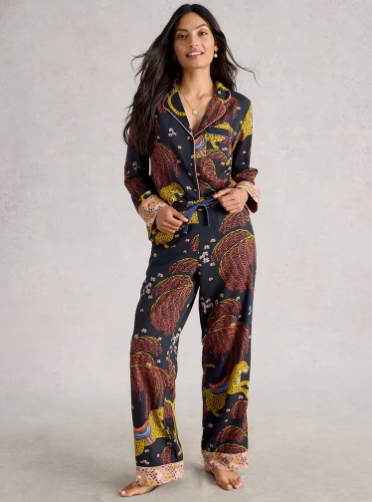 White Stuff ORGANIC NINA PJ BOTTOM in BLACK MULTI