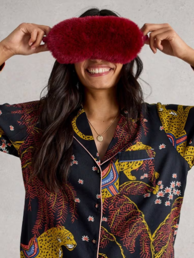 White Stuff Ladies NINA ORGANIC PJ LONG SLEEVE SHIRT in BLACK MULTI