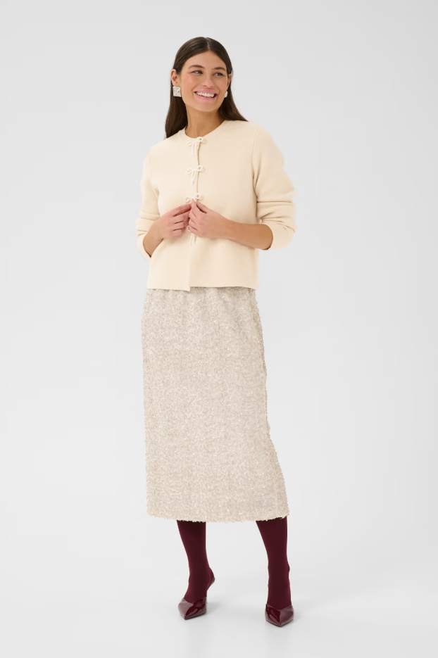 Culture Ladies CUholiday Cardigan with bows In Fog, Holiday