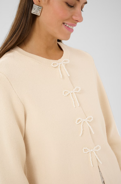 Culture Ladies CUholiday Cardigan with bows In Fog, Holiday