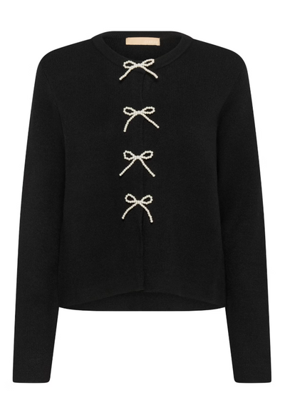 Culture Ladies CUholiday Cardigan with bows In Black, Holiday