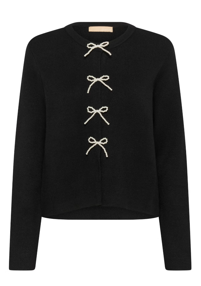 Culture Ladies CUholiday Cardigan with bows In Black, Holiday