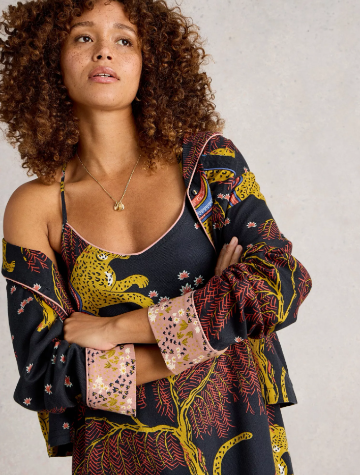White Stuff Ladies IRIS CAMI NIGHTIE in BLACK MULTI