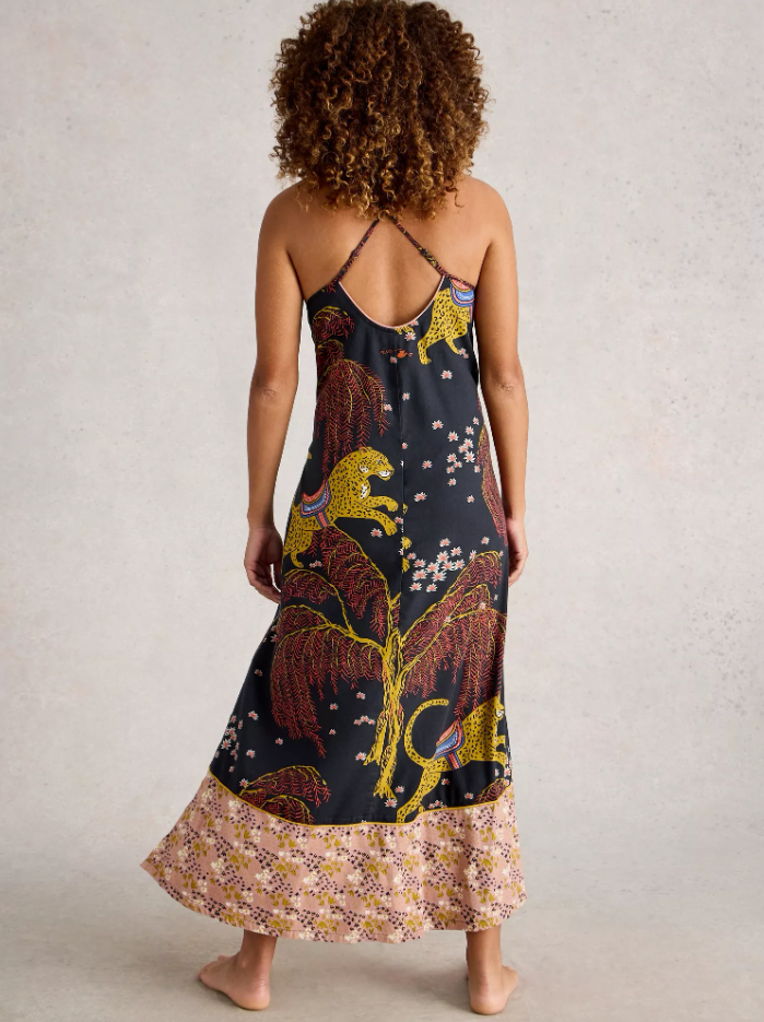 White Stuff Ladies IRIS CAMI NIGHTIE in BLACK MULTI