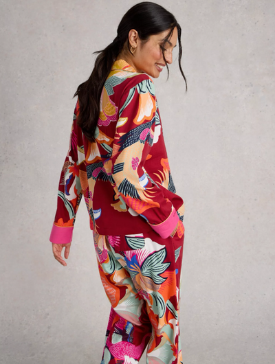 White Stuff Ladies NINA ORGANIC PJ LONG SLEEVE SHIRT in RED MULTI