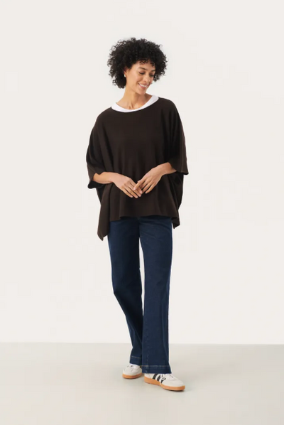 Part Two Ladies TilannaPW Poncho In Chocolate Torte Melange
