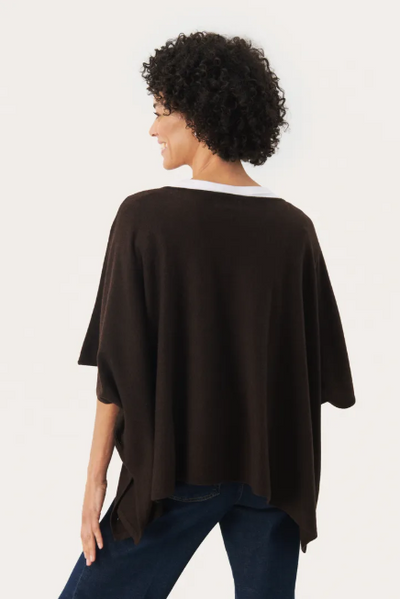 Part Two Ladies TilannaPW Poncho In Chocolate Torte Melange